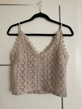H&M Floral Crochet Lace Cami - Beige